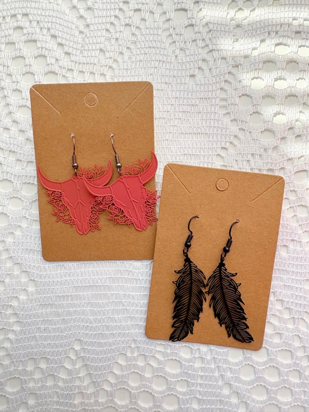 Southwestern Cow Skull & Feather Earrings Bundle 🪶✨
